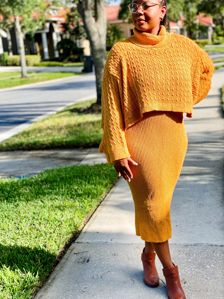 Mustard color 2024 sweater dress