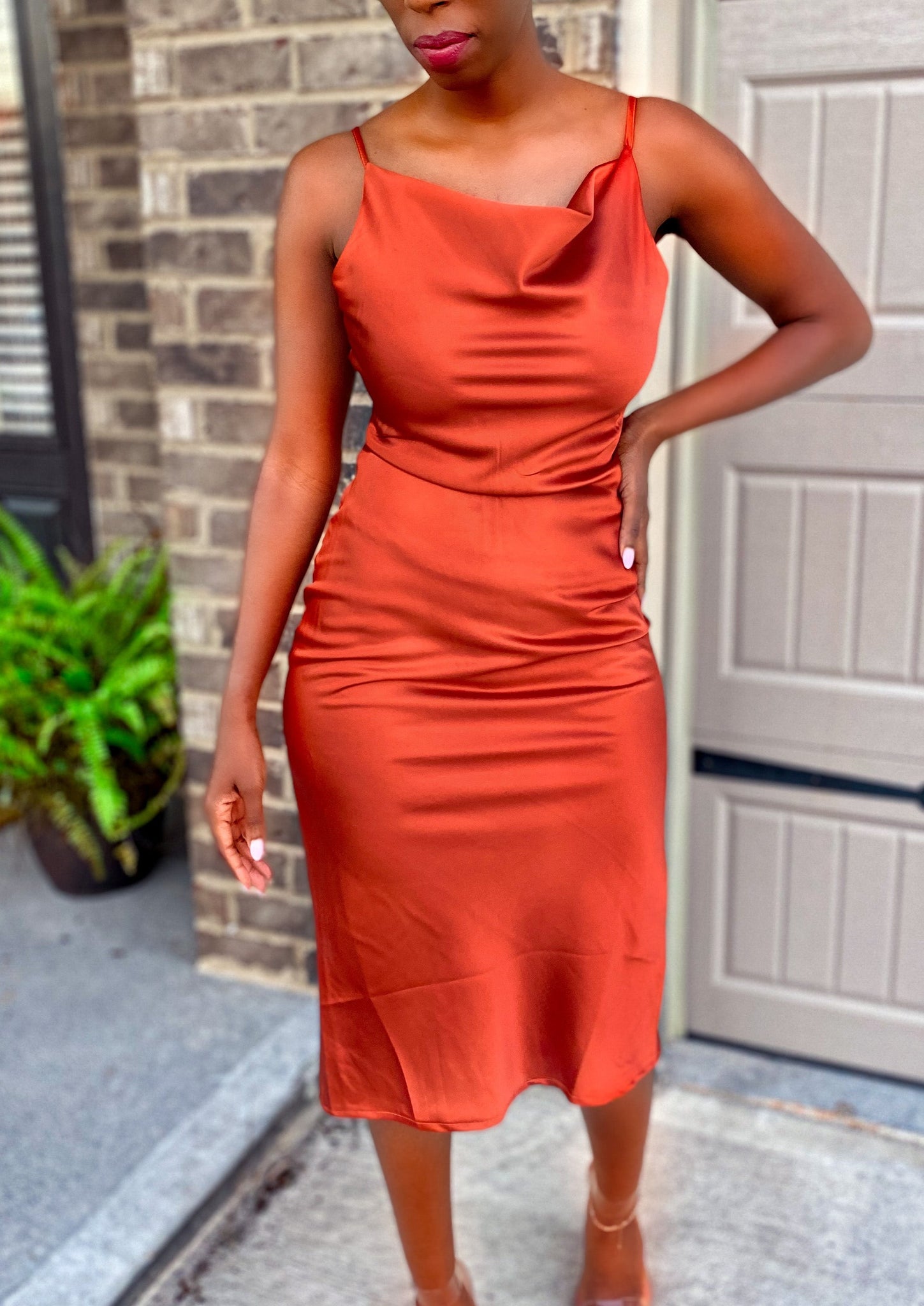 with love satin midi dress AKIRA With Love Collared Satin Midi Dress